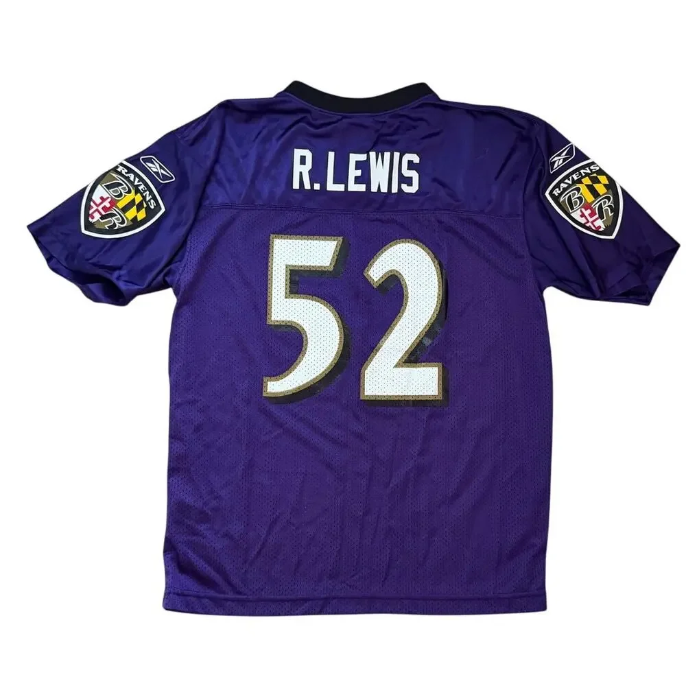 Vintage Reebok Baltimore Ravens Ray Lewis #52 Purple Youth XL 18-20 NFL Jersey